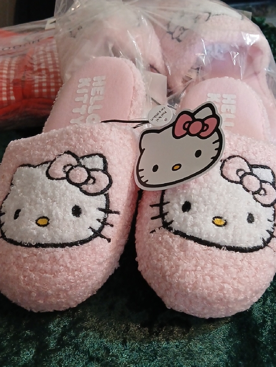 Hello Kitty Other - Hello Kitty Pink Fuzzy Slip-On Slippers NEVER WORN